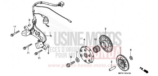 GENERATEUR D'IMPULSIONS/ EMBRAYAGE DE DEMARRAGE VFR750RK de 1989